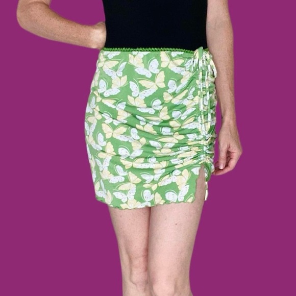 Urban Outfitters Retro Y2K Green Bodycon Butterfly Mini Skirt - Picture 1 of 8